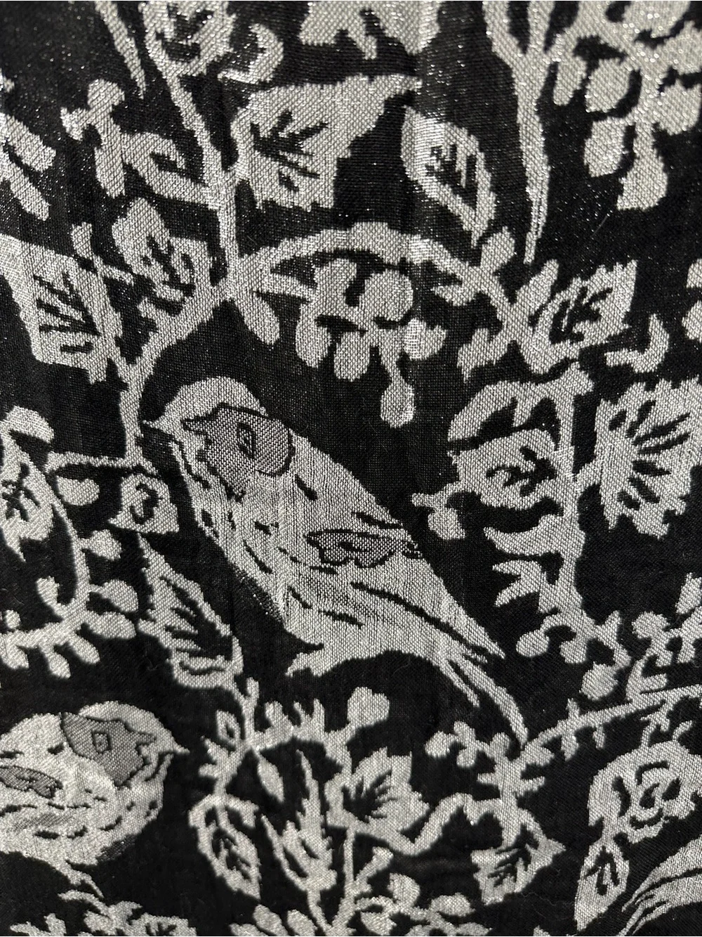 Cejon Black and White Bird Jacquard Wrap Scarf